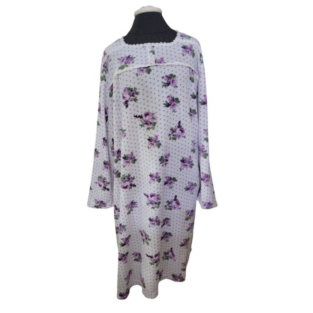 Nwot Country Store 2x Fleece 2xl Nightgown Lilac Floral 120168